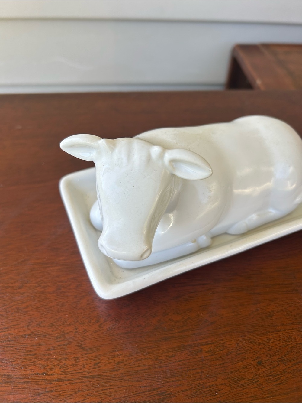 White Ceramic Cow Butter Dish - Picture 2 of 4